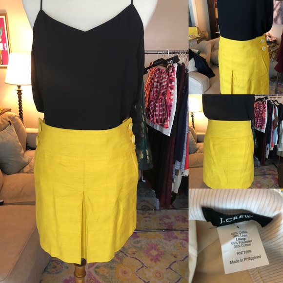 J Crew yellow linen skirt size 4 - Picture 2 of 8